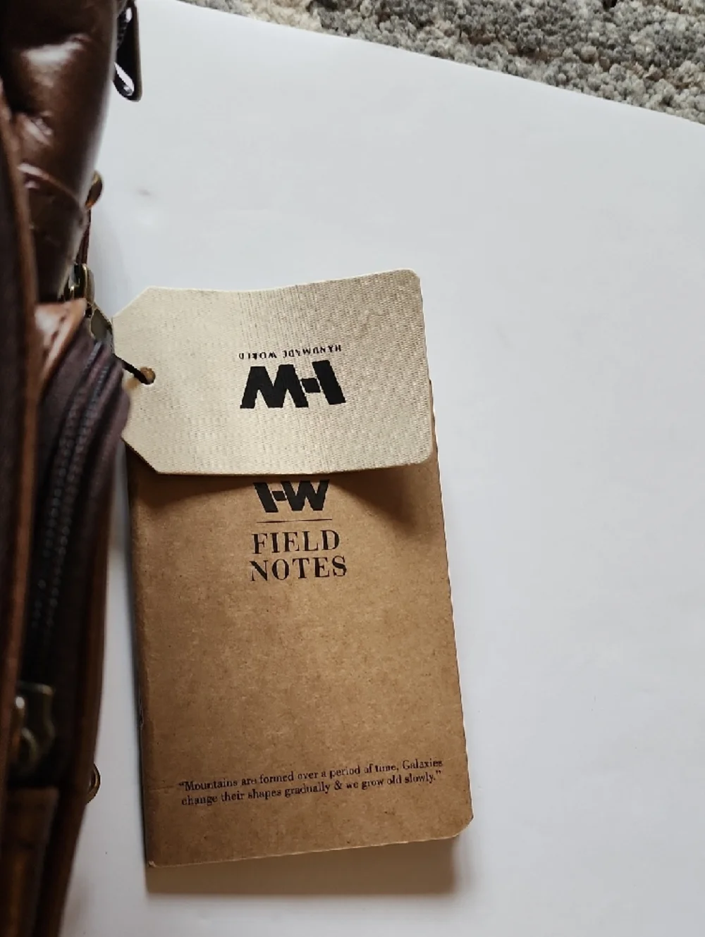 Handmade World Brown Leather Briefcase. NWT